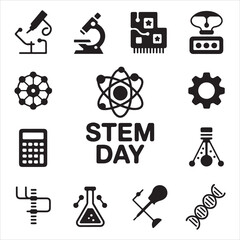 stem day vactor art icon pack creator set icon 16 smpol disign silhoutette and white backgrount colorful 7.e