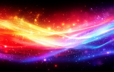 Obraz premium Colorful and dynamic abstract light waves with sparkling effects