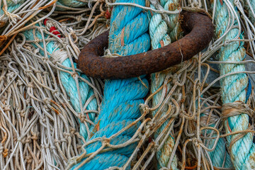 gros plan sur des filets de p&ecirc;che en nylon