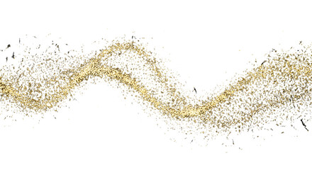 Gold glitter confetti trail for festive design isolated PNG with Transparent Background
