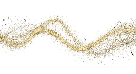 Gold glitter confetti trail for festive design isolated PNG with Transparent Background