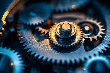 Intricate mechanical gears meshing together with precision and detail for engineering projects