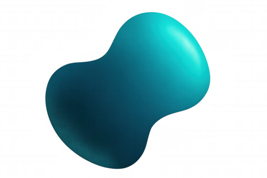 Smooth, turquoise shape morphing and transforming on a transparent background, perfect for modern and abstract designs