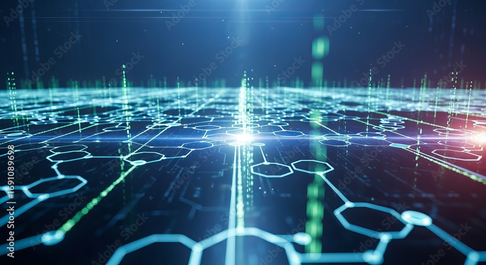 Poster digital frontier: a captivating digital rendering depicts a complex network of interconnected circui