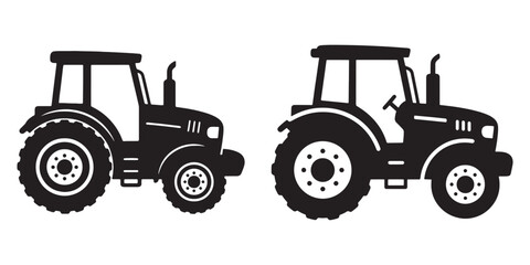 Tractor silhouette icon vector illustration set