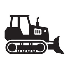 Bulldozer construction machine silhouette icon vector illustration
