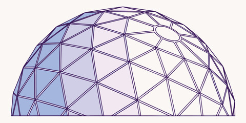 Illustration of a geodesic dome with triangular panels and a circular opening at the top center