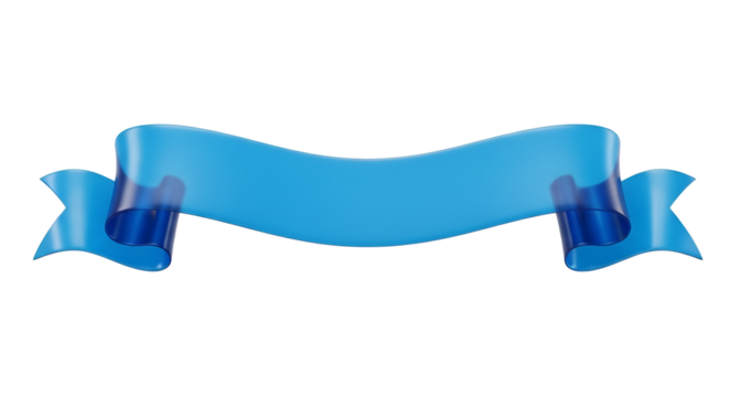 Blue ribbon banner 3D rendering isolated PNG with Transparent Background