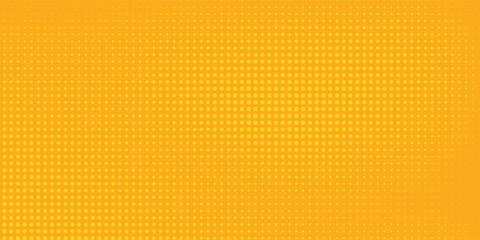 dot Yellow halftone pattern. Retro comic gradient background. Bright orange pixelated dotted texture overlay. Cartoon pop art faded gradient pattern.