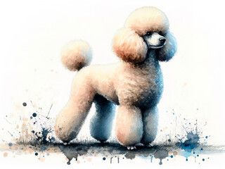 Watercolor poodle dog