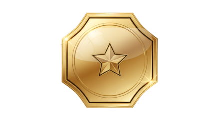 Golden badge with star for award concept isolated PNG with Transparent Background