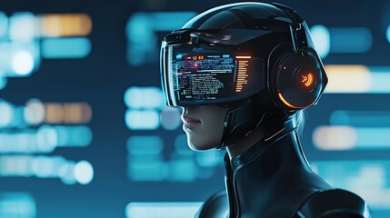 Brain-computer interface (BCI) headset allowing a user to manipulate a complex holographic interface with thoughts, effortless control of data visualizations, futuristic workspace