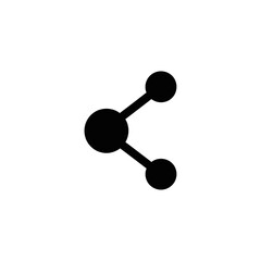 Black share icon featuring connected circles on a white background in a simple minimalist style image