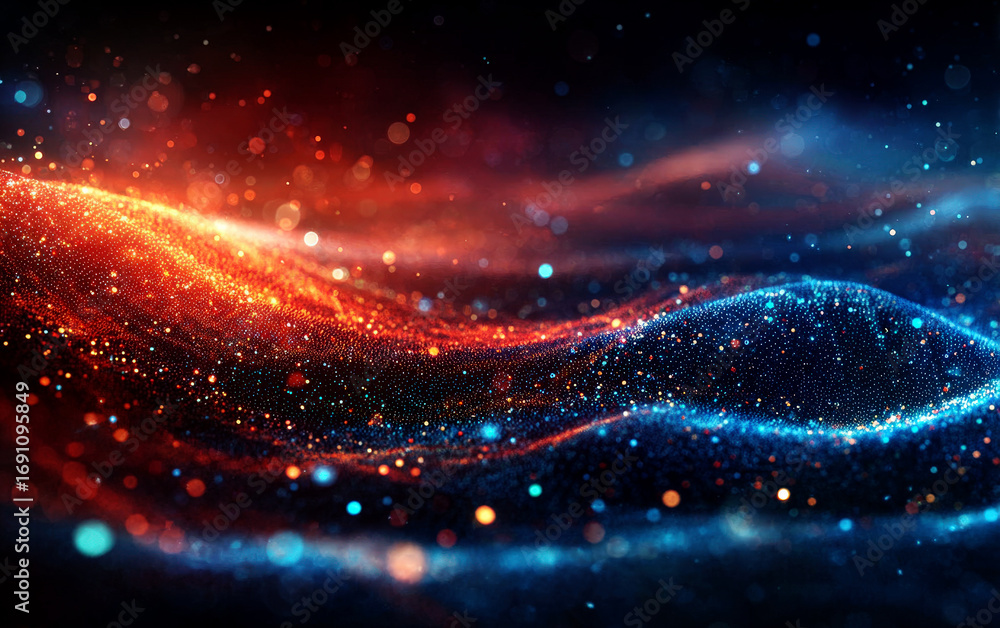Poster vibrant and dynamic abstract waves of light and color