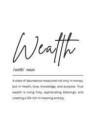 Wealth Definition Typography Printable, Success Quote Wall Art, Digital Download for Home Office or Workspace