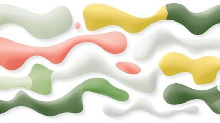 Abstract Art: A Collection of Flowing, Curved Shapes in Various Colors