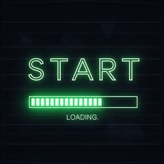 Fototapeta premium A neon green loading screen displays the word 