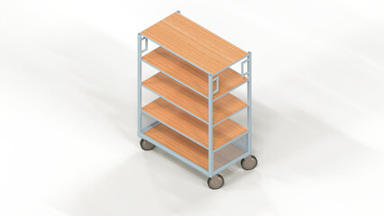 Four shelf utility cart with wheels