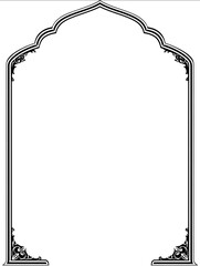 simple clean symmetrical art nouveau arch frame border closed bottom vector high quality black lines on solid white background clipart