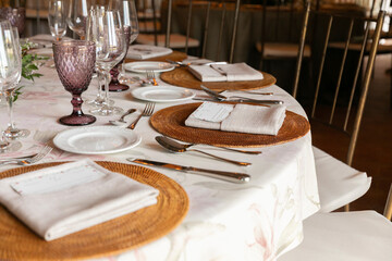 mesa, restaurante, boda, fiesta, configuracion, banquete, servilleta, celebraciones, decoraciones, cuchillo, interiors, distinguida, mantel, cubertería, de lujo