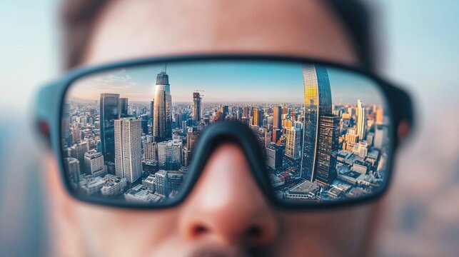 Digital interactive city tours accessed through smart glasses, overlaying historical facts and augmented reality elements onto the real world, immersive sightseeing
