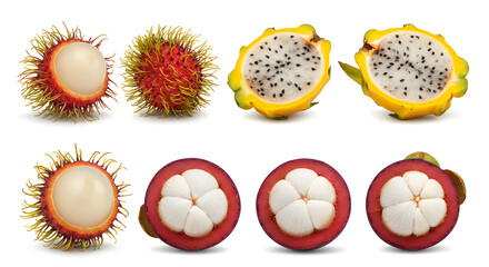 Exotic Tropical Fruits Rambutan Dragon Fruit and Mangosteen Delicious and Refreshing Choices