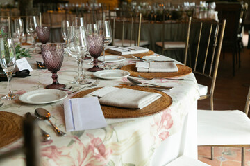 mesa, restaurante, boda, fiesta, configuracion, banquete, servilleta, celebraciones, decoraciones, cuchillo, interiors, distinguida, mantel, cubertería, de lujo