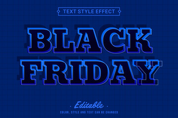 Editable Black Friday Blue Bold Vintage Text Style Effect