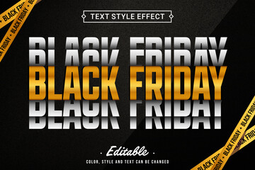 Editable Black Friday Gold and Silver Gradient Text Style Effect