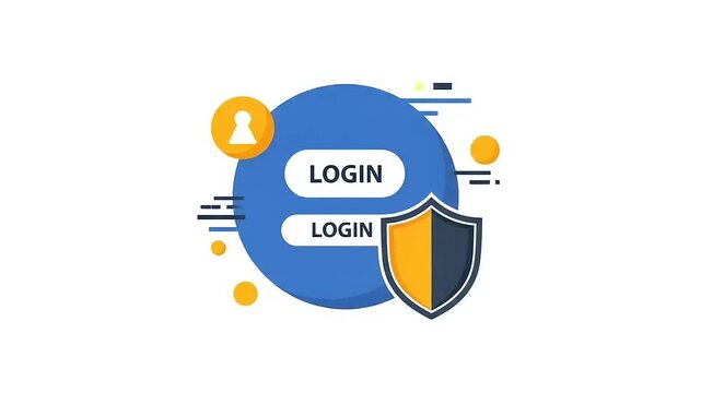 Digital illustration of a secure login interface with shield icon, emphasizing online safety and privacy