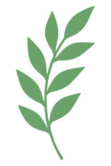 Obraz premium Green leaf branch illustration with multiple leaves and stem isolated on white