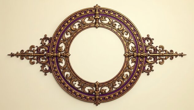 Ornate round medallion with swirling details, ideal for invitations , card, scroll, roundel