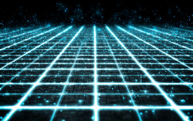 Futuristic digital grid pattern with glowing lines and abstract design