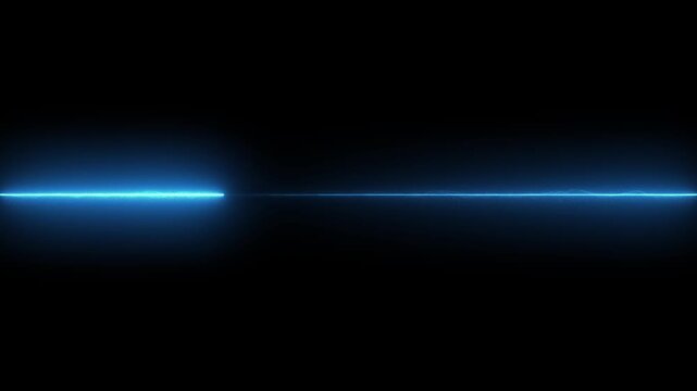 Straight neon line icon animated. abstract saber light border illustration .bright neon lines.The horizontal glowing line is the direction of the light. on a black background. 4k