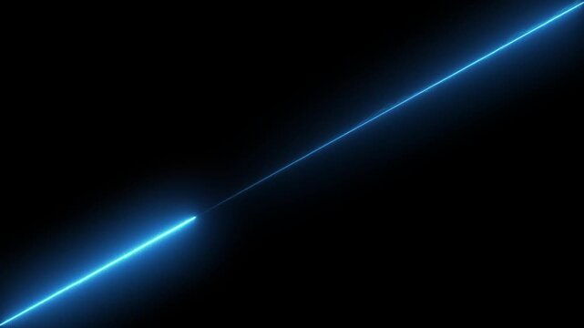 Straight neon line icon animated. abstract saber light border illustration .bright neon lines.The horizontal glowing line is the direction of the light. on a black background. 4k