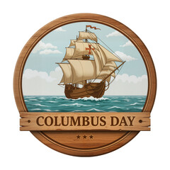 Columbus Day Emblem with Sailing Ship – Symbol of Discovery, Heritage, and Maritime Legacy
