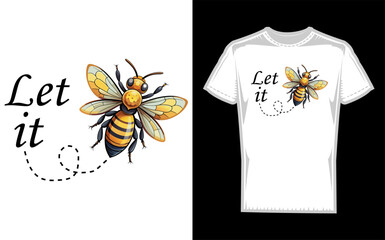Charming honey bee silhouette with let it bee text a whimsical vector design for sweet themes