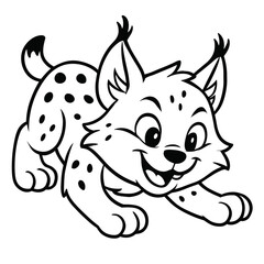 Playful lynx cartoon character in a fun and energetic pose  
