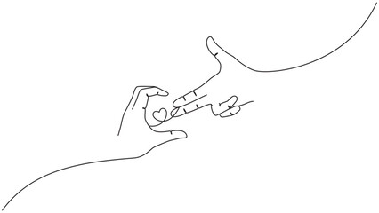 Minimalist Line Art: Hands Forming a Heart and Framing Gesture in Black and White
