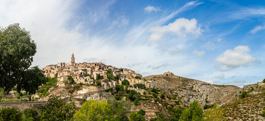 Panoramic view to medieval Bocairent village, in Comunidad Valenciana (Spain)