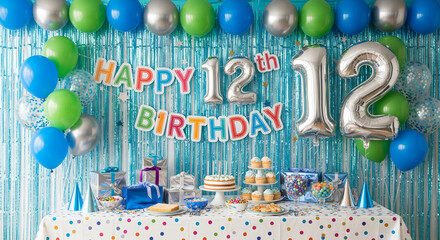 Fototapeta premium 12th Birthday Celebration: Festive Decor and Treats