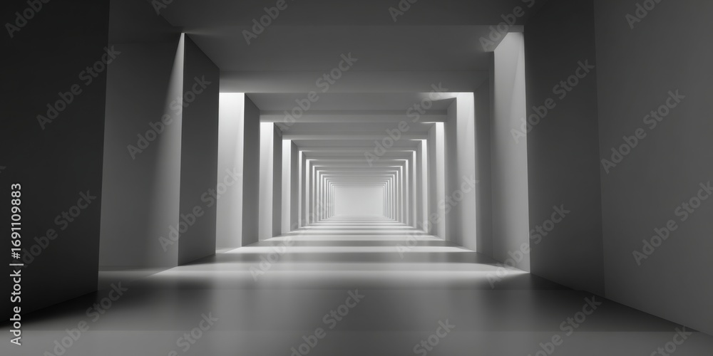 Fototapete abstract perspective view of soft lines creating depth and tranquility in minimalist gray background