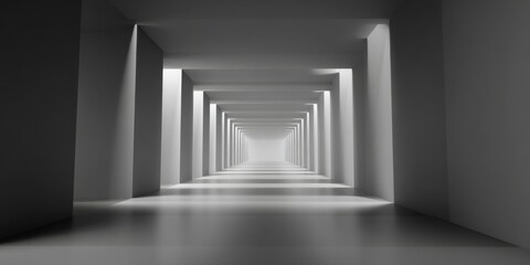 Fototapeta premium Abstract Perspective View of Soft Lines Creating Depth and Tranquility in Minimalist Gray Background