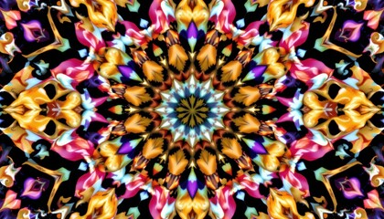Vibrant Kaleidoscopic Mandala with Radiating Pattern