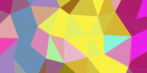 Obraz premium Abstract geometric pattern with triangles in shades of yellow pink and blue creating a mosaic design