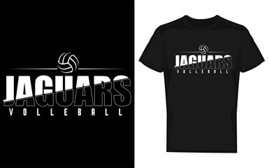 Dynamic silhouette of a female jaguar mascot in action ready to dominate the volleyball court for a college team showcasing athletic prowess and team spirit