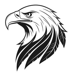 Obraz premium Majestic Eagle Head Black and White Vector Illustration.