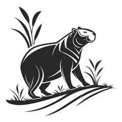 Stylized Capybara Illustration in Grass.