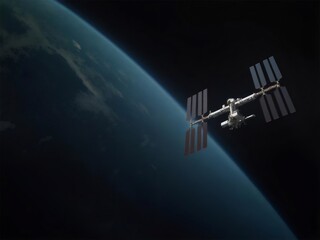 国際宇宙ステーションと地球を捉えた深宇宙からの眺め