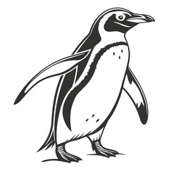 Fototapeta premium Stylized black and white illustration of a walking penguin